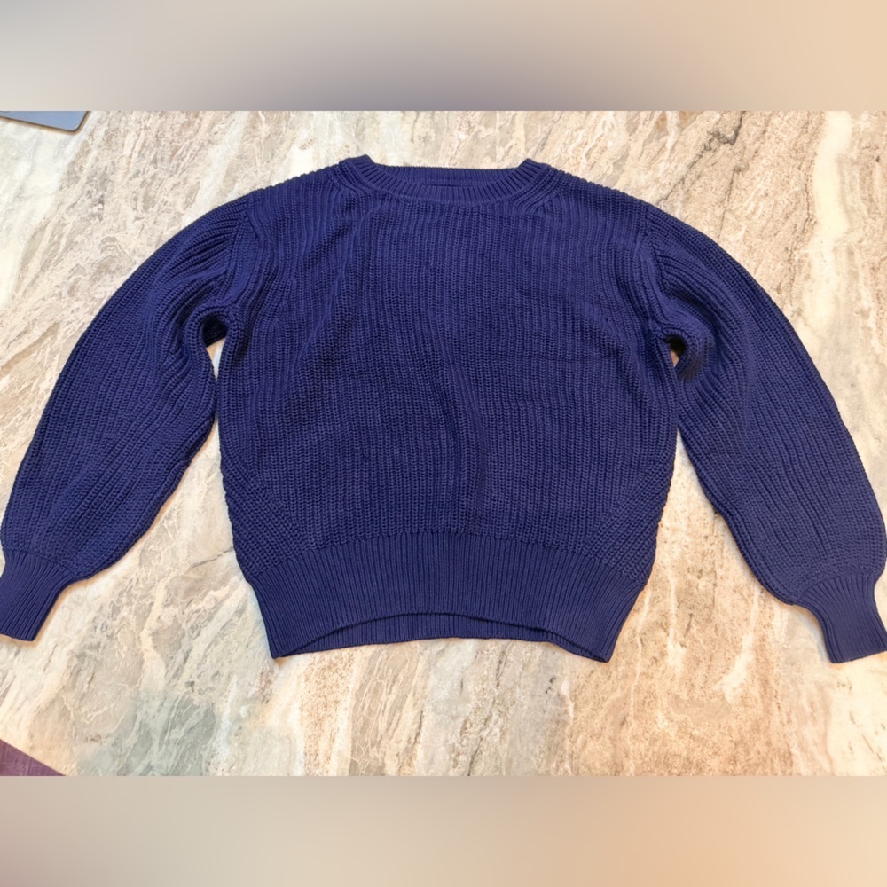 GAP S Navy Blue Chunky Knit Sweater NWT Classic Cotton Crew Neck New Small